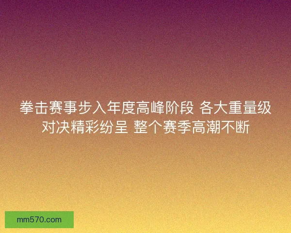 拳击赛事步入年度高峰阶段 各大重量级对决精彩纷呈 整个赛季高潮不断
