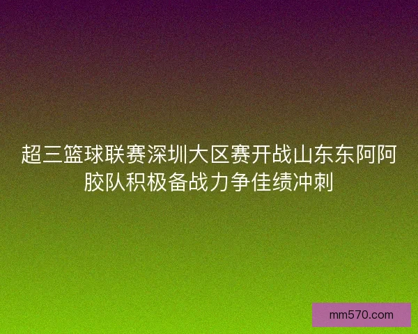 超三篮球联赛深圳大区赛开战山东东阿阿胶队积极备战力争佳绩冲刺